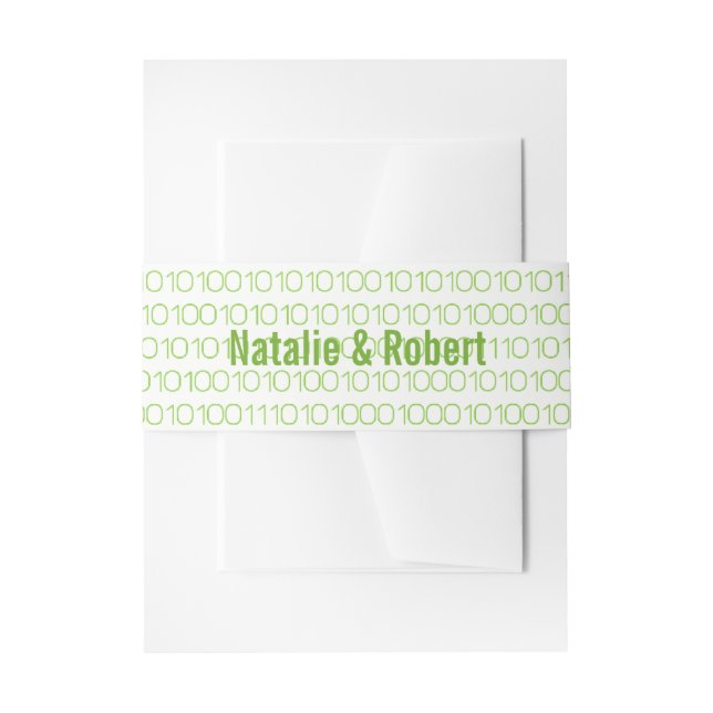 Green Geek Chic Binary Code Bands Einladungsbanderole (Vorderseite Beispiel)