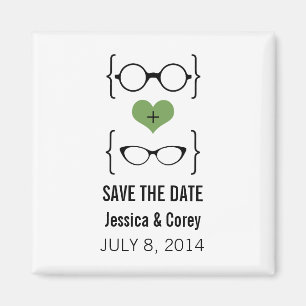 Green Geeky Brillen Speichern Sie das Date Magnet