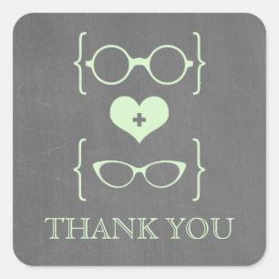 Green Geeky Glasses Chalkboard Danke Stickers