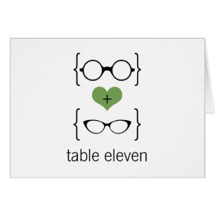 Green Geeky Glasses Tischnummer Card