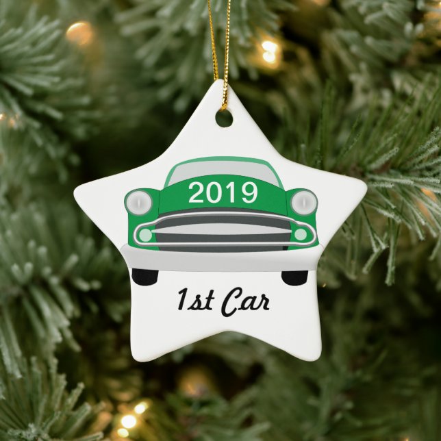 Green Gemein Retro Car 1. Keramikornament (Baum)