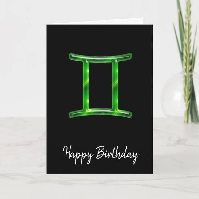 Green Gemini Sign Birthday Card Karte (Vorderseite)