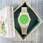 Green Gems Watch Armbanduhr<br><div class="desc">Digitalisierte Bilder,  die diese Abstrakte Grafik entwerfen,  mit einem texturierten Muster in einem lebendigen,  hellgrünen Schatten,  ähnlich wie Kelly Green.</div>