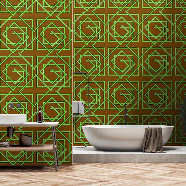 Green Geo Pale Brown Tapete (Badezimmer)