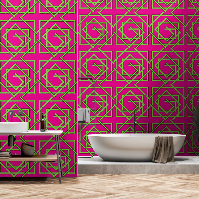 Green Geo Pink Tapete (Badezimmer)