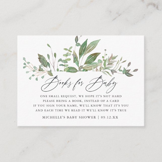 Green Geometric Baby Shower Book Request Begleitkarte (Vorderseite)