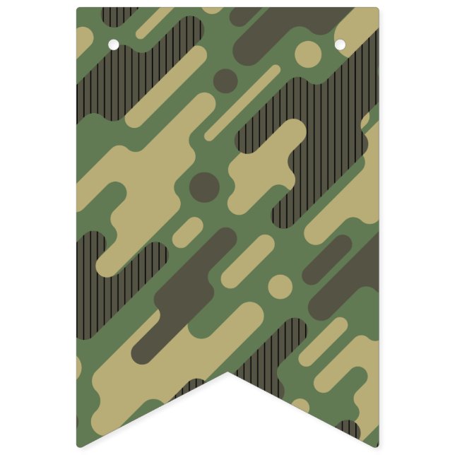 Green Geometric Camouflage. Camouflage Wimpelkette (Erste Fahne)