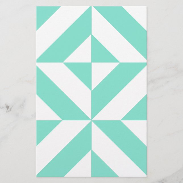 Green Geometric Deko Cube Muster Briefpapier (Vorderseite)