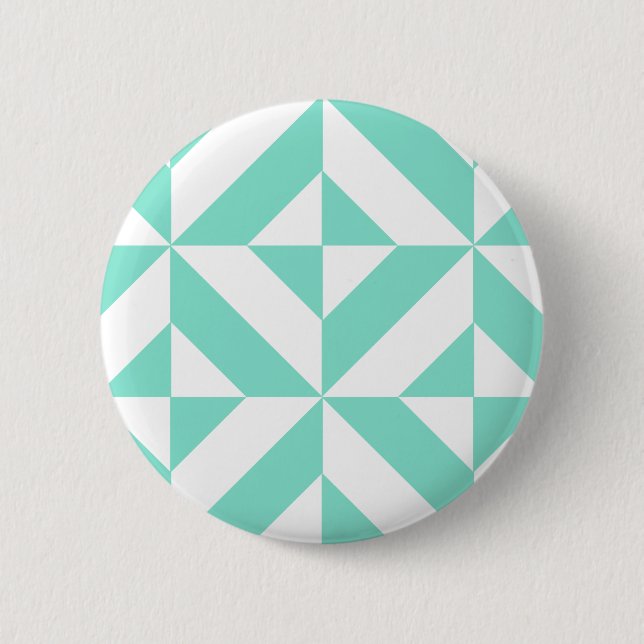 Green Geometric Deko Cube Muster Button (Vorderseite)