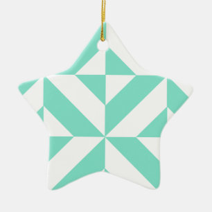 Green Geometric Deko Cube Muster Keramikornament