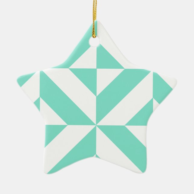 Green Geometric Deko Cube Muster Keramikornament (Vorne)