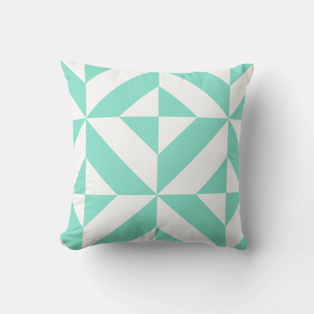 Green Geometric Deko Cube Muster Kissen (Vorderseite)