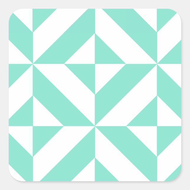 Green Geometric Deko Cube Muster Quadratischer Aufkleber (Vorderseite)