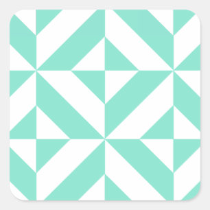 Green Geometric Deko Cube Muster Quadratischer Aufkleber