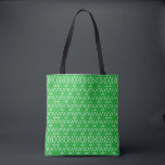 Green Geometric Floral Abstract Tasche<br><div class="desc">A vibrant geometric pattern featuring stylized flower-like-shapes in varying shades of green.</div>