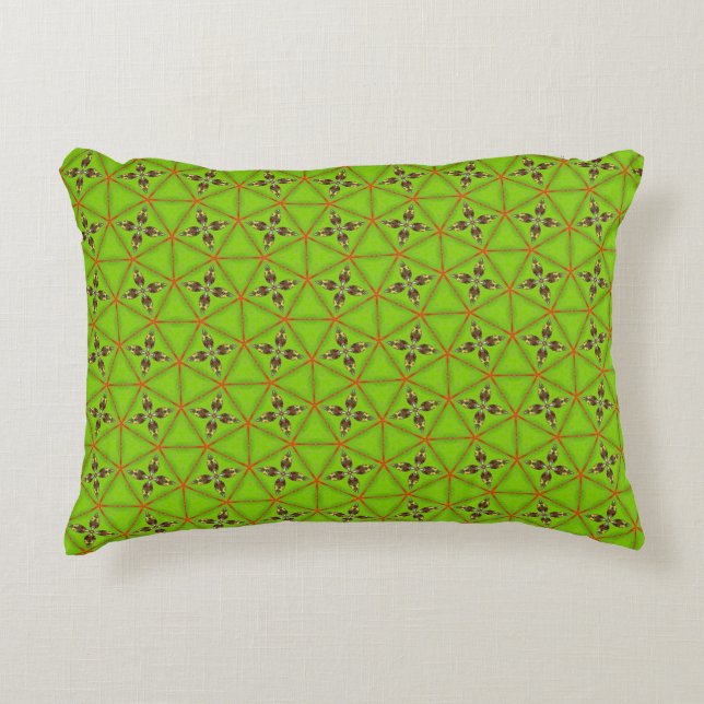 Green Geometric Floral Pattern Pillowcase Dekokissen (Vorderseite)