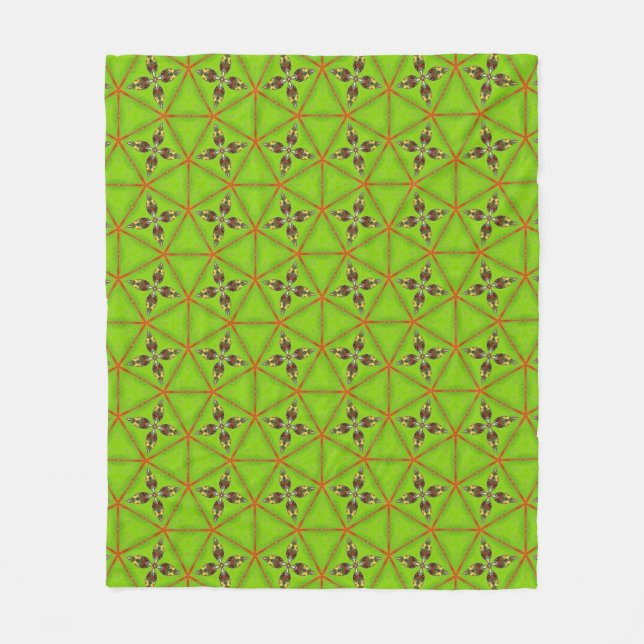Green Geometric Pattern Fleece Blanket  (Vorderseite)