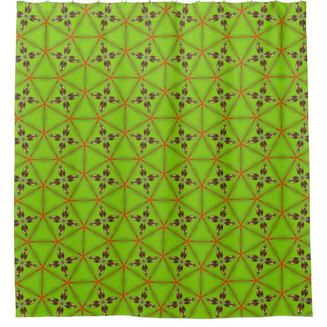 Green Geometric Pattern Shower Curtain Duschvorhang (Vorderseite)
