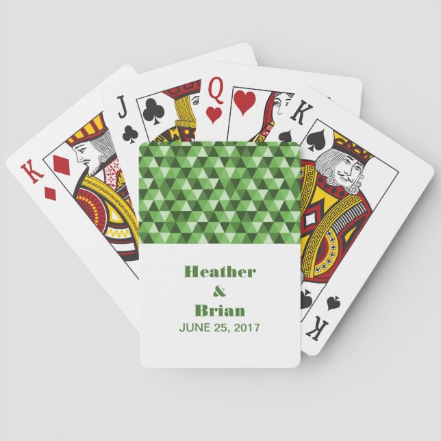 Green Geometric Triangle Playing Cards Spielkarten (Rückseite)