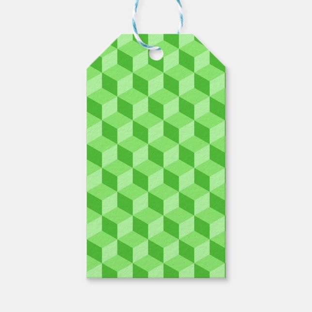 GREEN-GEOMETRISCHE KUBE-PATTER IN HELLEM LICHT GESCHENKANHÄNGER (Vorderseite)