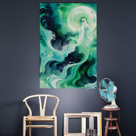 Green Ghoful Figure mit Moon Poster