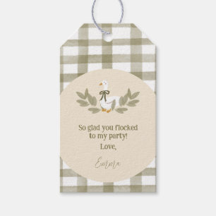 Green Gingham Albern Gänse Geburtstagsgöttel Tags Geschenkanhänger
