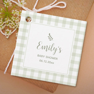 Green Gingham Baby Dusche Danke, dass Sie gekommen Geschenkanhänger