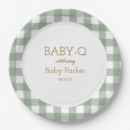 Green Gingham Baby-Q Circular Plate 2 Pappteller