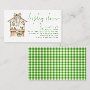 Green Gingham Bauern Market Display Baby Dusche Begleitkarte