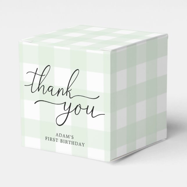 Green Gingham Birthday Vielen Dank für Ihre Unters Geschenkschachtel (Vorderseite)