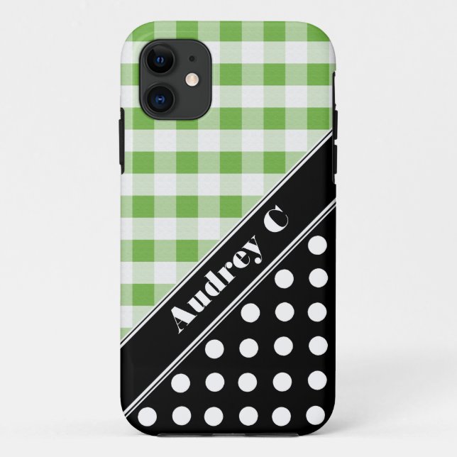 Green Gingham Black Polka Dot iPhone 5 Fall Case-Mate iPhone Hülle (Rückseite)