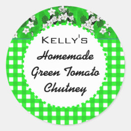 Green Gingham Blam Chutney Label Runder Aufkleber