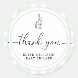 Green Gingham Bunny Rabbit Dusche Gefallen Sticker
