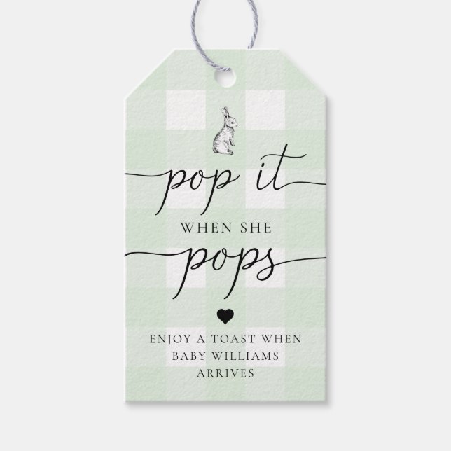 Green Gingham Bunny Rabbit Pop Es, wenn sie Pop Geschenkanhänger (Vorderseite)