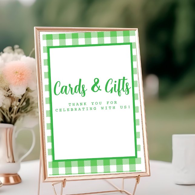 Green Gingham Cards und Geschenke Tischnummer (Green Gingham Cards and Gifts)
