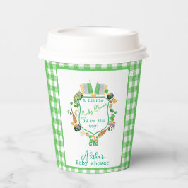 Green Gingham Charm Baby Shower Pappbecher