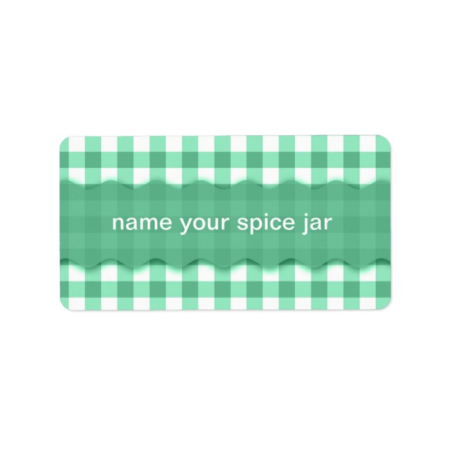 Green Gingham Checkered Design Kitchen Label Adressaufkleber (Vorne)