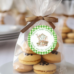 Green Gingham, der in der Region angebaut wurde, d Runder Aufkleber