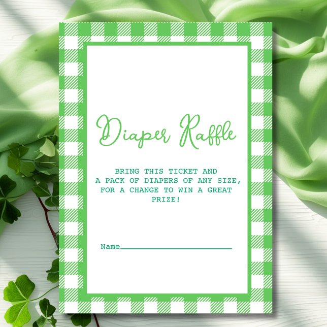 Green Gingham Diaper Raffle Begleitkarte (Green Gingham Diaper Raffle Enclosure Card)