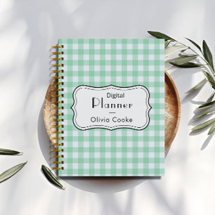 Green Gingham Digital Planner mit Individuelle Nam Planer