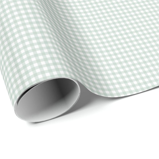 Green Gingham einfache niedliche kleine Karos kari Geschenkpapier (Rolleneckpunkt)