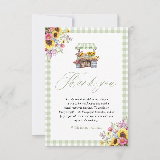 Green Gingham Fresh off Market Danke Karte (Vorderseite)