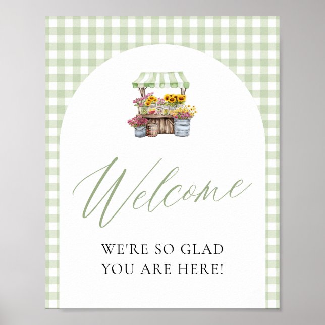 Green Gingham Fresh Off Market Willkommenszeichen Poster (Vorne)