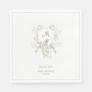 Green Gingham Gender Peter the Rabbit Baby Shower Serviette