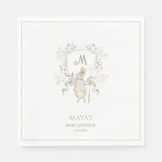 Green Gingham Gender Peter the Rabbit Baby Shower Serviette (Vorderseite)