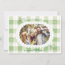 Green Gingham Kariert Custom Foto Holiday Card