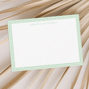 Green Gingham Kariert Mitteilungskarte