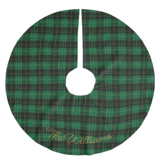 Green Gingham Karo Kariert Weihnachten Polyester Weihnachtsbaumdecke (Vorderseite)