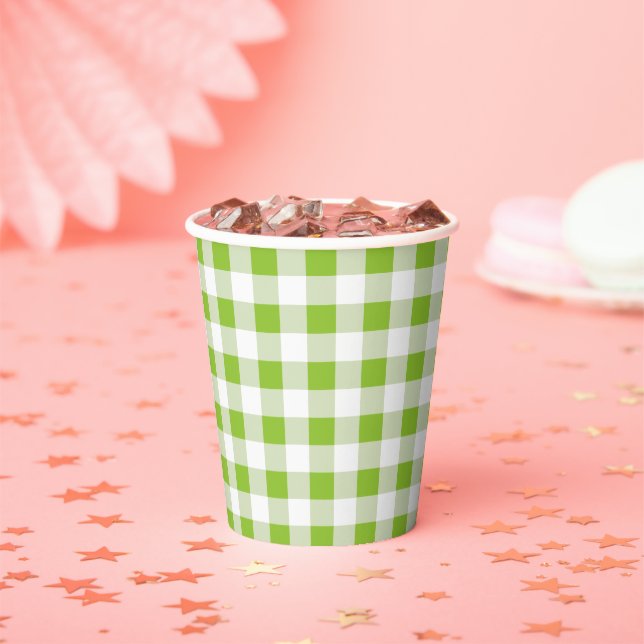 Green Gingham Karo Summer Picnic Paper Cup Pappbecher (Insitu)