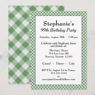 Green Gingham Karos Muster für Jeden Anlass Einladung